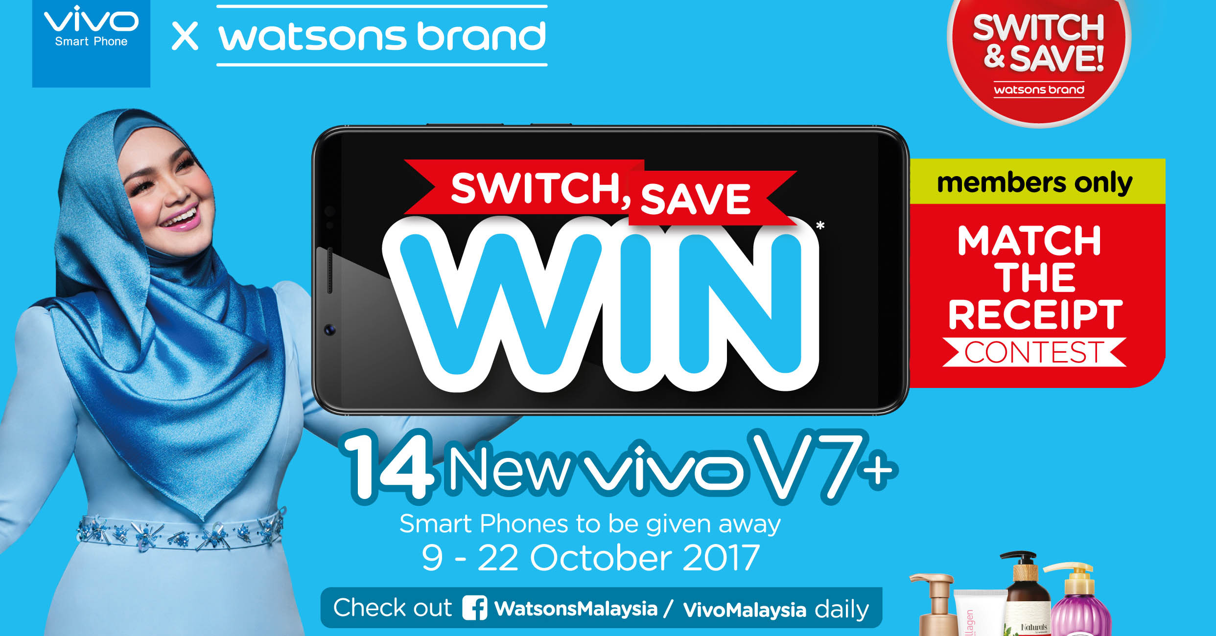 Watsons Nak Bagi 14 Smartphone vivo V7+ PERCUMA, Ini 3 Langkah Mudah Yang Anda Perlu Lakukan