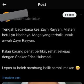 penjual fries tunggang kes zayn rayyan