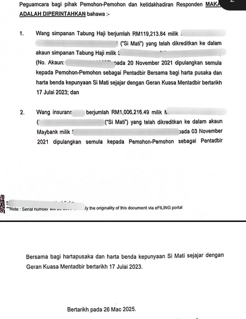 hibah takaful ditukar kepada faraid