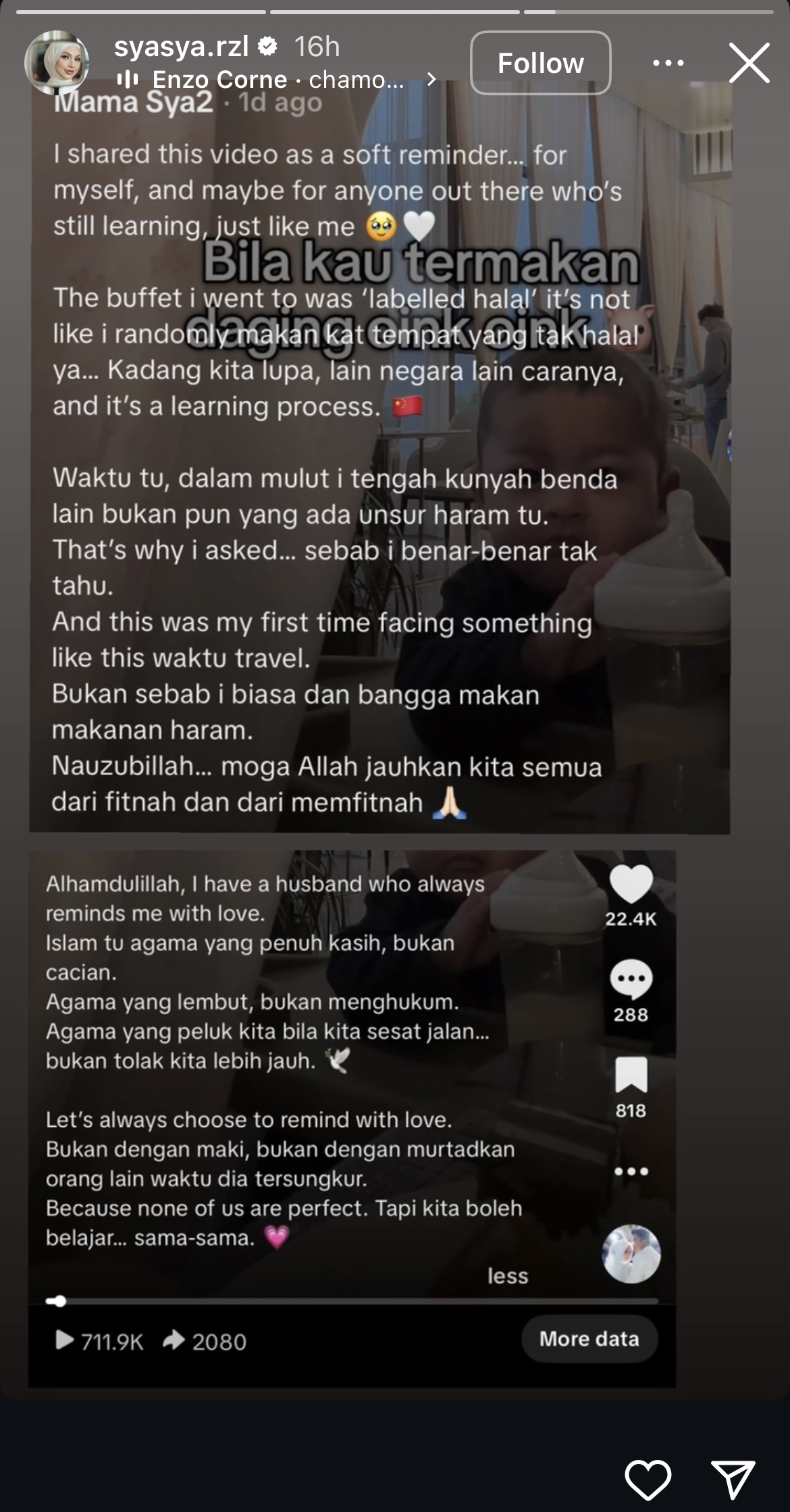 Instagram story syasya rizal
