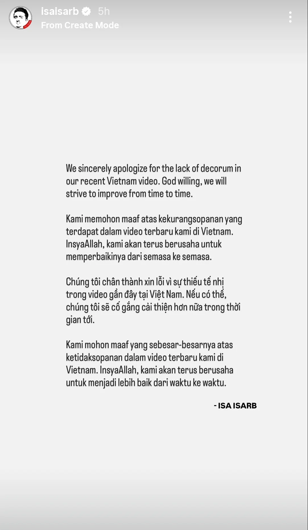 isa isarb mohon maaf
