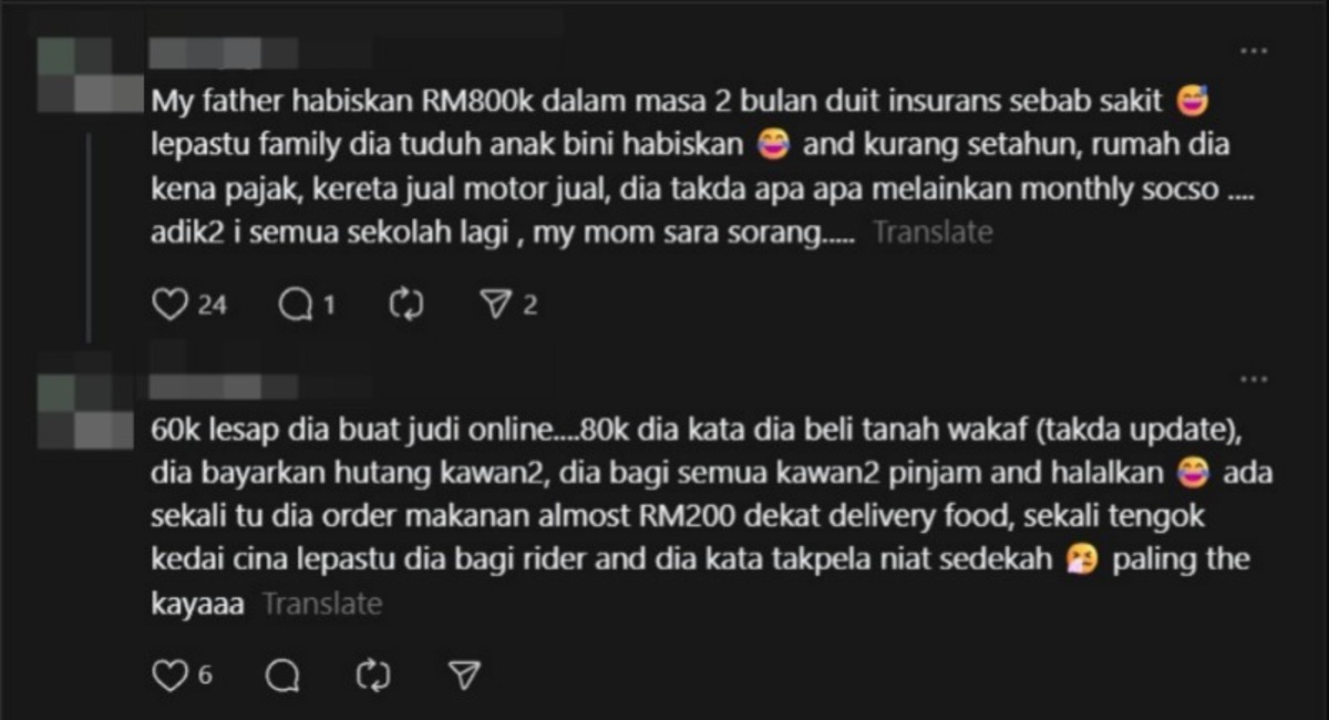 anak kesal mak habiskan duit hibah