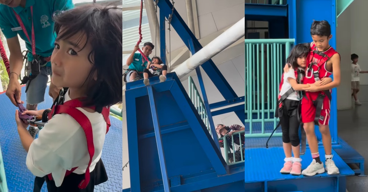 Hairul Azreen Bawa Anak Cuba ‘Free Fall’, Tindakan Yusuf Pujuk & Tenangkan Alisa Raih Perhatian – “Abang Caring & Protective”