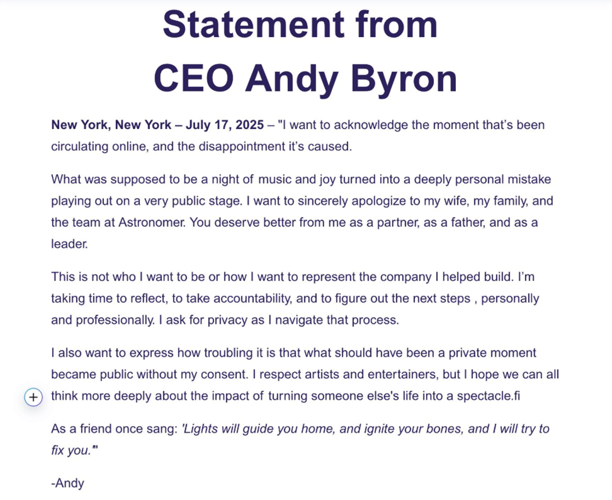 kenyataan Andy Byron