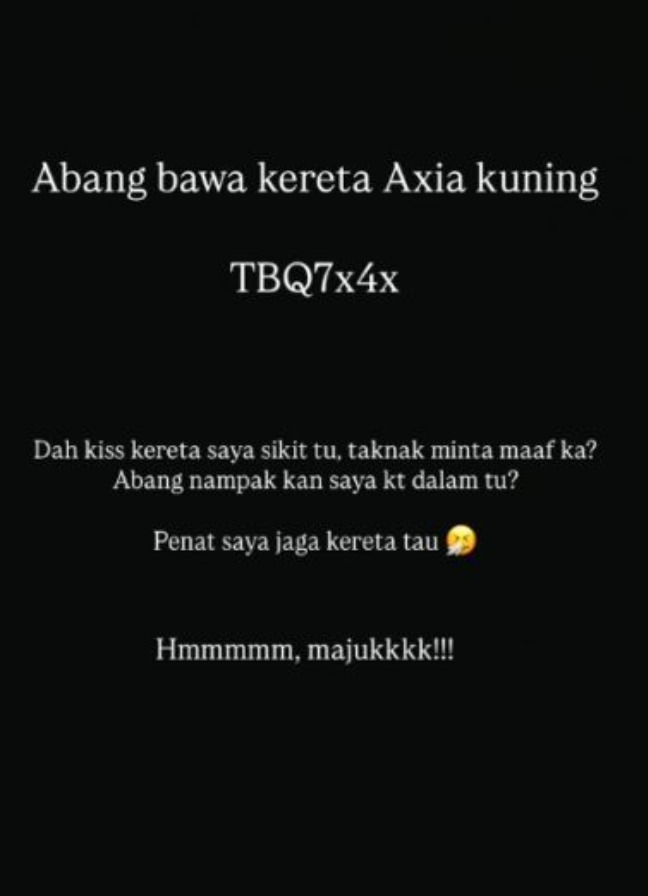 Dah ‘Cium’ Tak Minta Maaf, Ara Johari Kesal Pemandu Axia Kuning Lari Selepas Langgar Keretanya