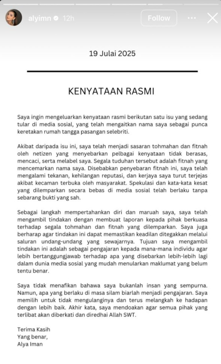 alya iman buat laporan polis atas dakwaan penyondol
