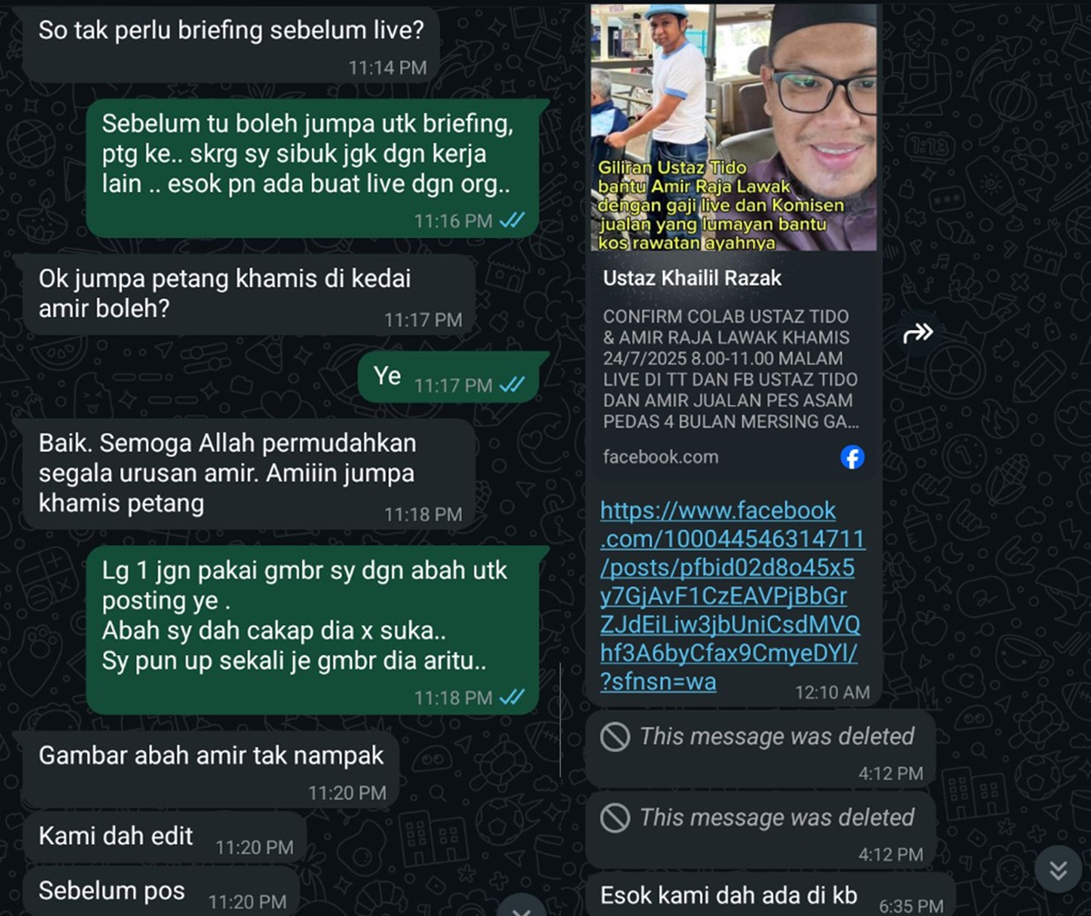 mesej amir dan ustaz tido
