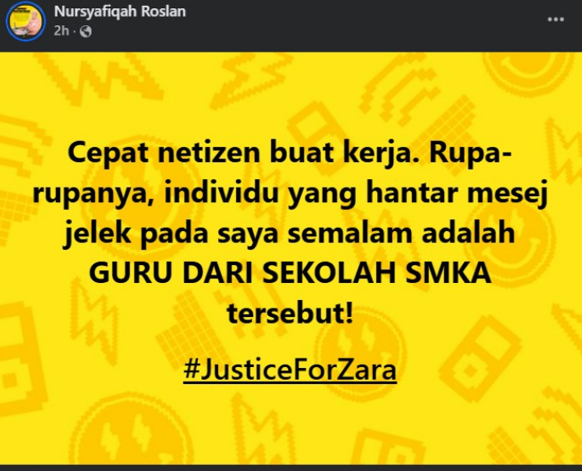justiceforzara mangsa buli