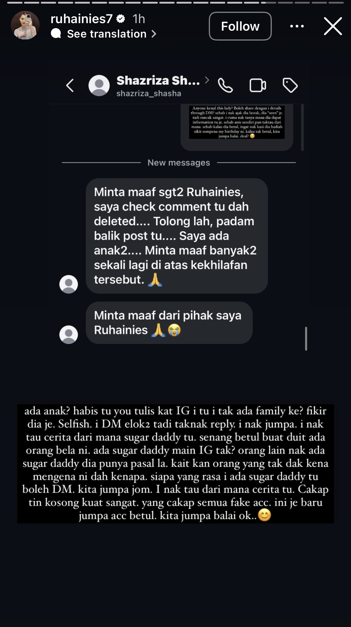 Dituduh Ada ‘Sugar Daddy’ Bela, Ruhainies Bersuara – “Hidup Ni Hati Kena Bersih, Nampak Orang Lain Happy Jangan Busuk Hati”