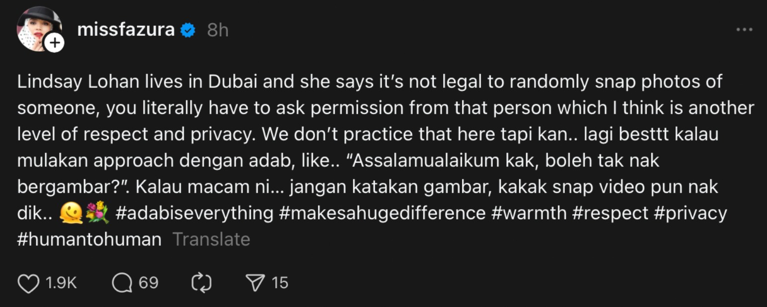 Nur Fazura selar tindakan tak minta izin untuk bergambar