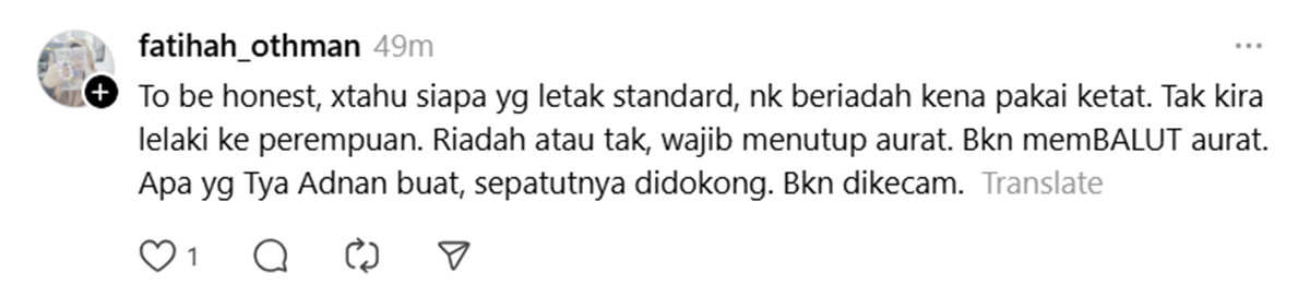komen netizen - Tya Adnan