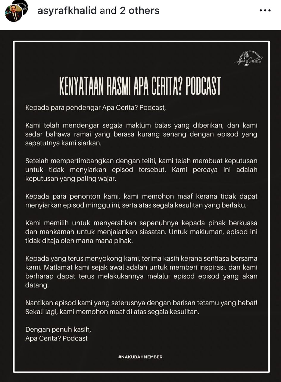 Podcast apa cerita asyraf khalid