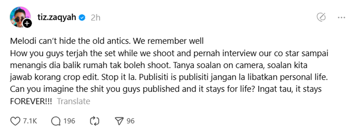 komen Tiz Zaqyah Melodi