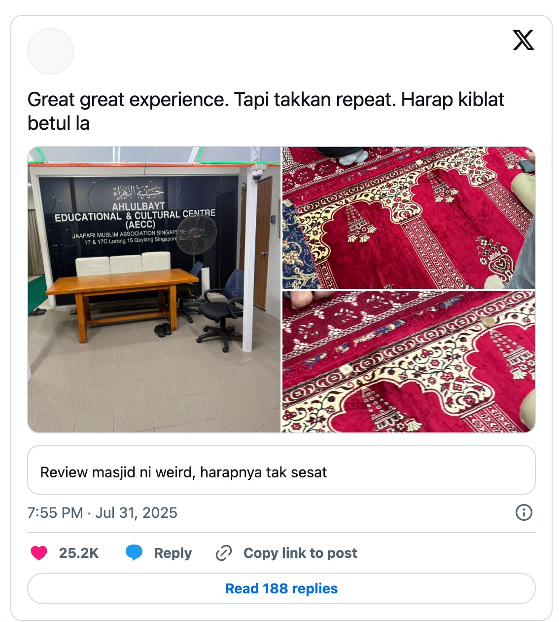 lelaki kongsi solat di masjid syiah di singapura
