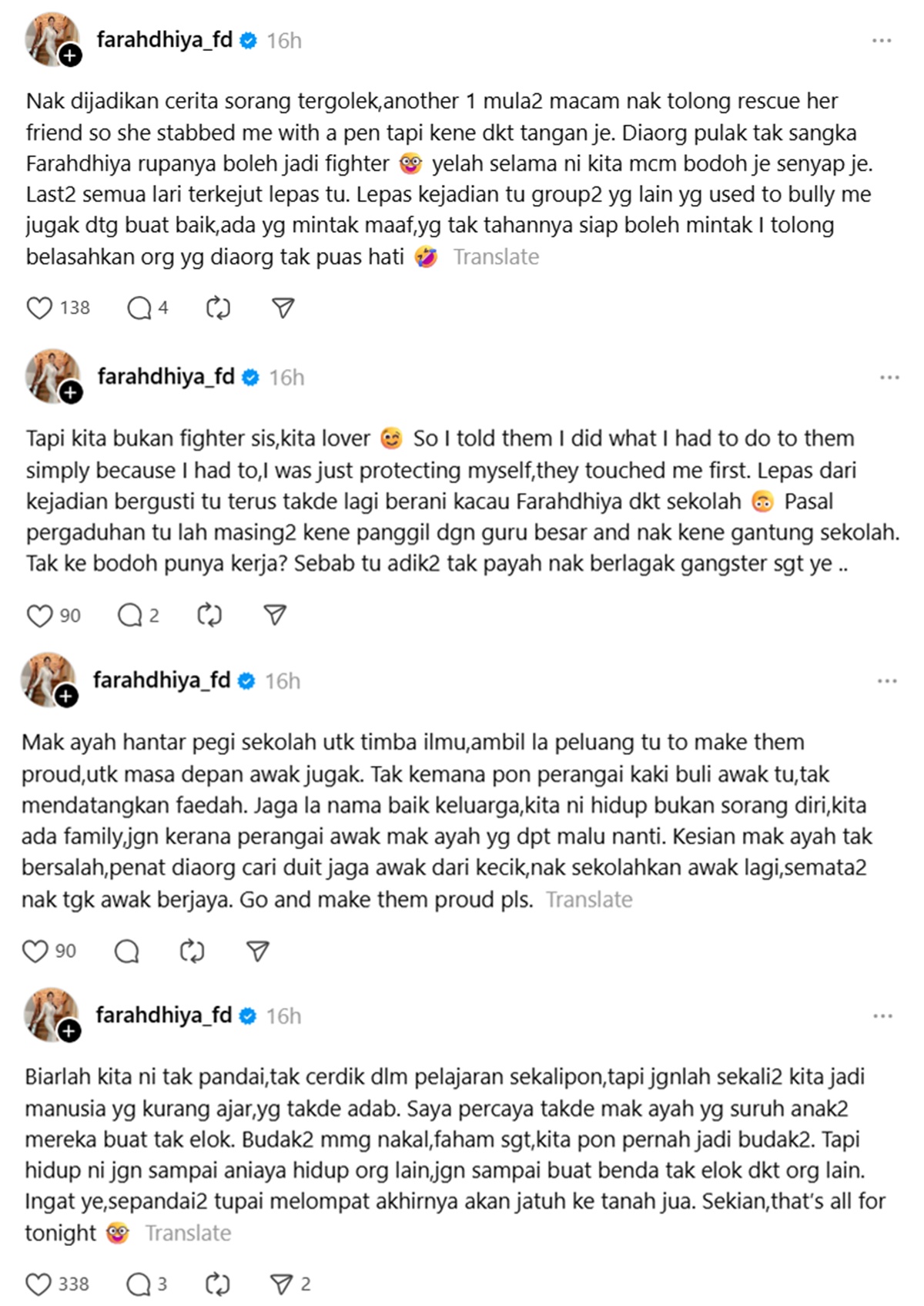 farahdhiya dibuli di sekolah