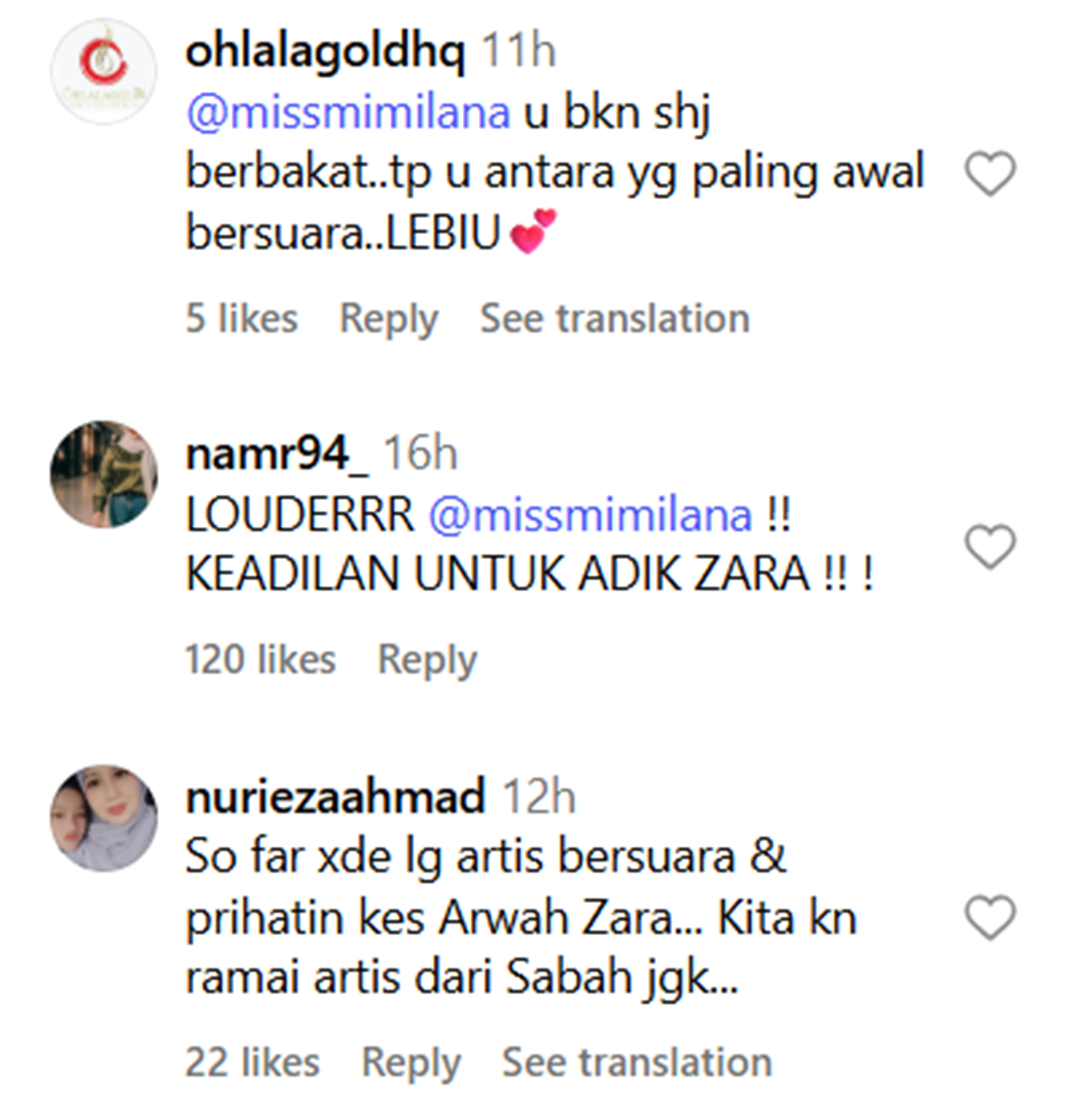 komen netizen - Adik Zara