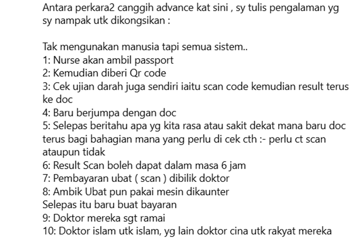 Bonda Rozita kongsi hospital kerajaan china canggih