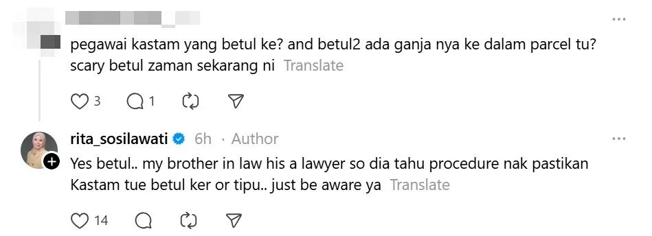 rita sosilawati terima parcel ganja