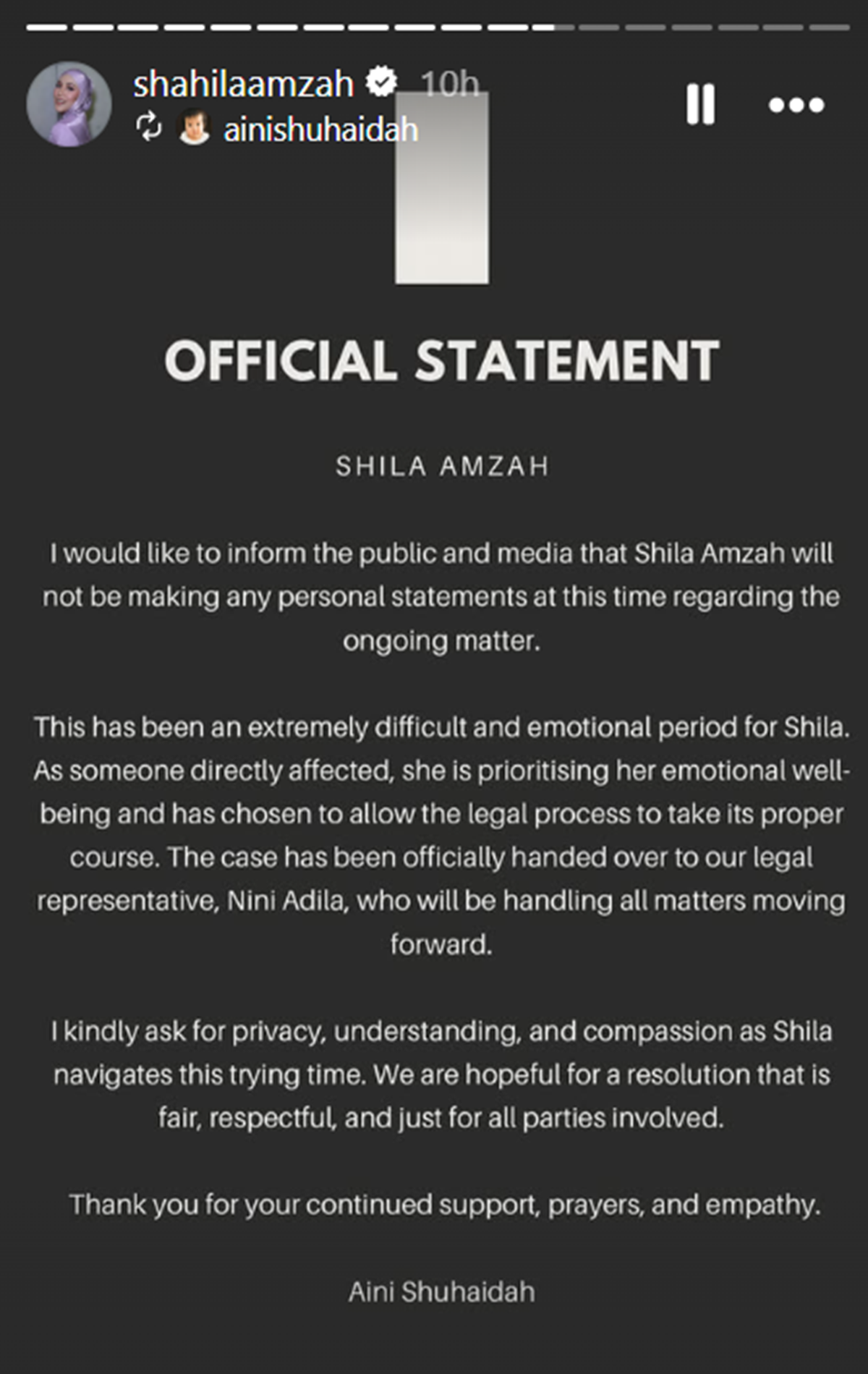 pengurus shila amzah