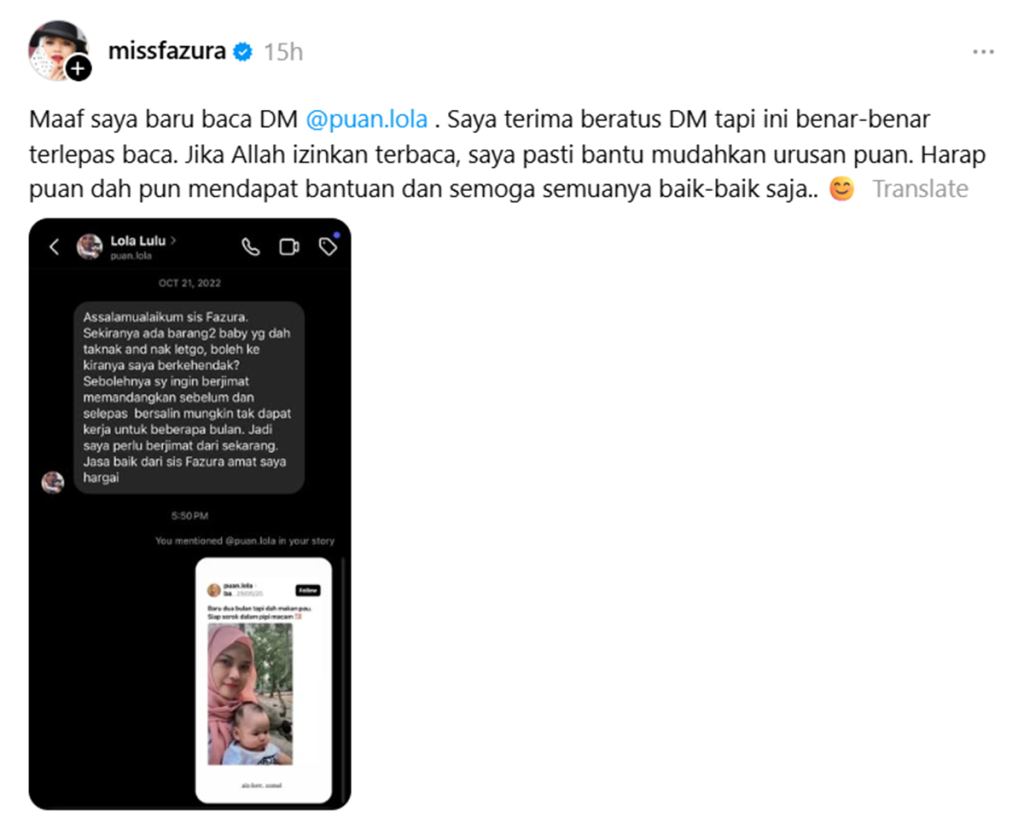 “Fake Tak Ada Kawan” – Individu ‘Kantoi’ Kutuk Beria Tapi Minta Bantuan Kewangan Dari Fazura