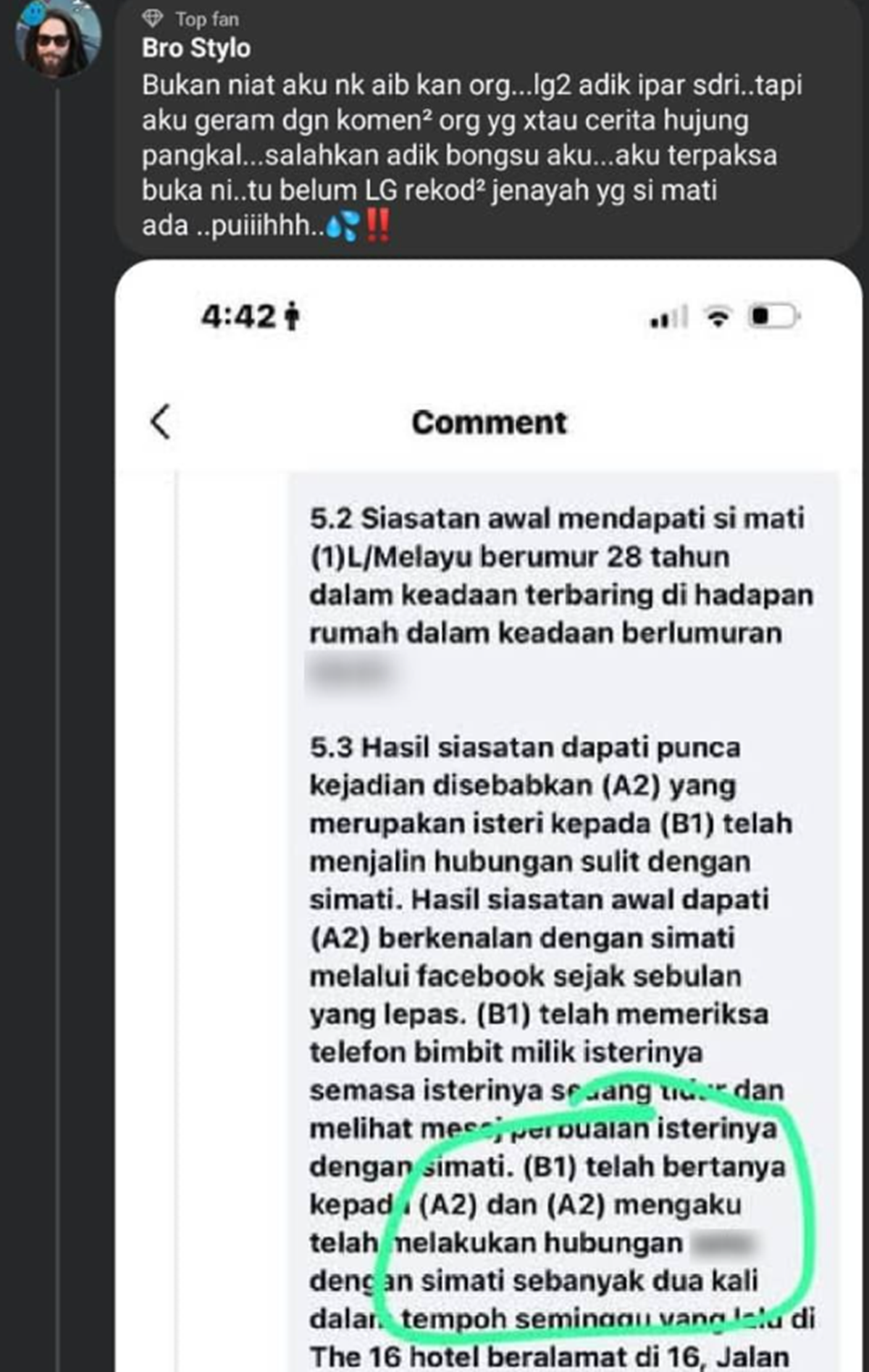 lelaki ditikam ada skandal dengan isteri suspek