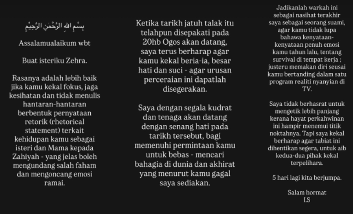 hantaran suami Zehra Zambri