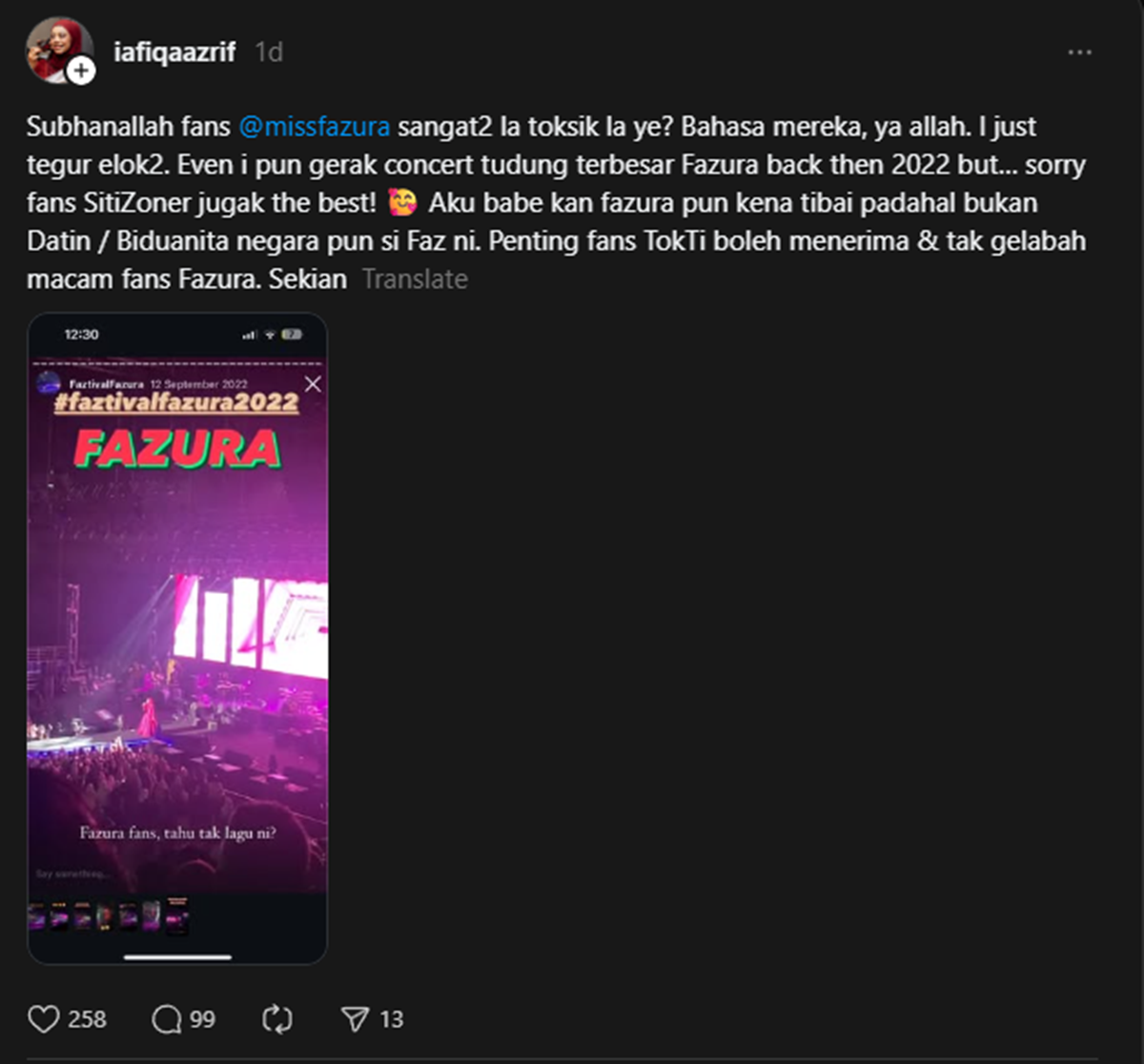 “Aku ‘Babe’ Kan Fazura Pun Kena Tibai, Padahal Dia Bukan Datin Atau Biduanita Pun” – Individu Dakwa Fans Fazura Terlalu Toksik?