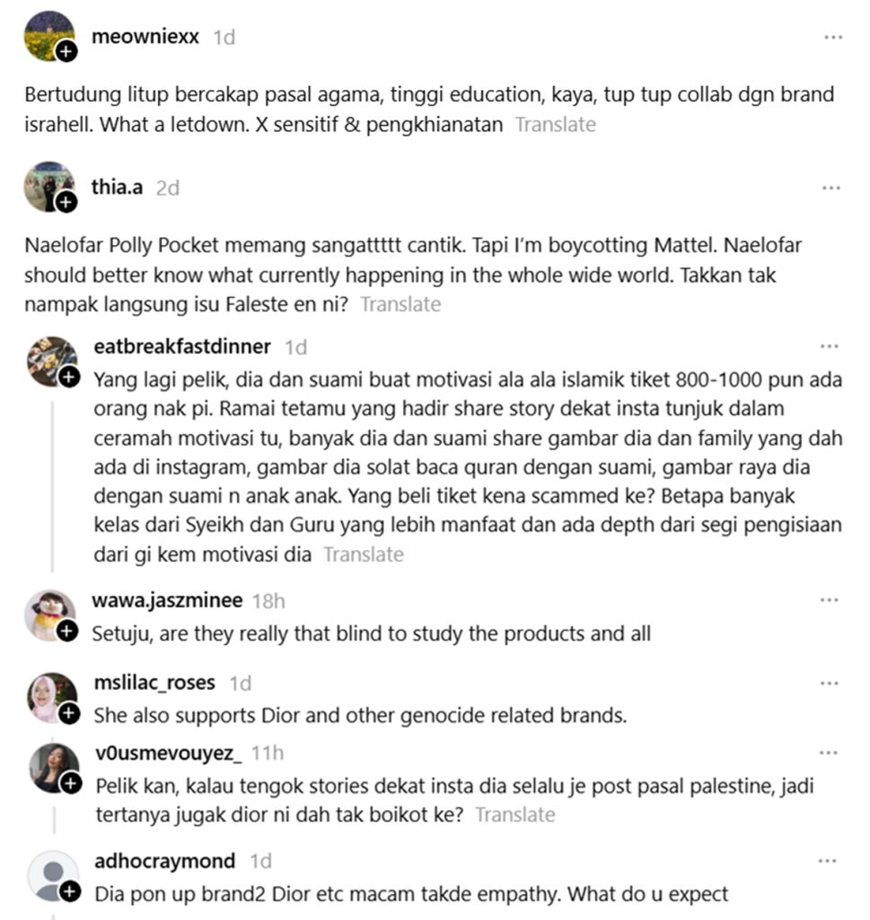 neelofa sokong israel