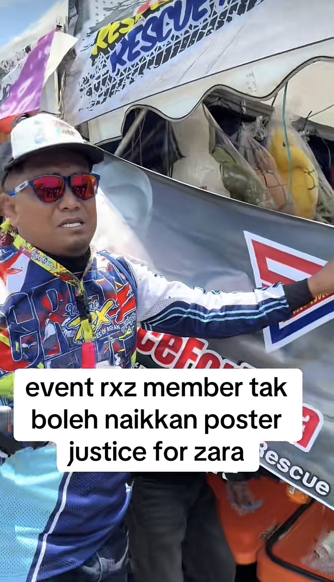 Poster #justiceforzara diturunkan di himpunan rxz 7.0