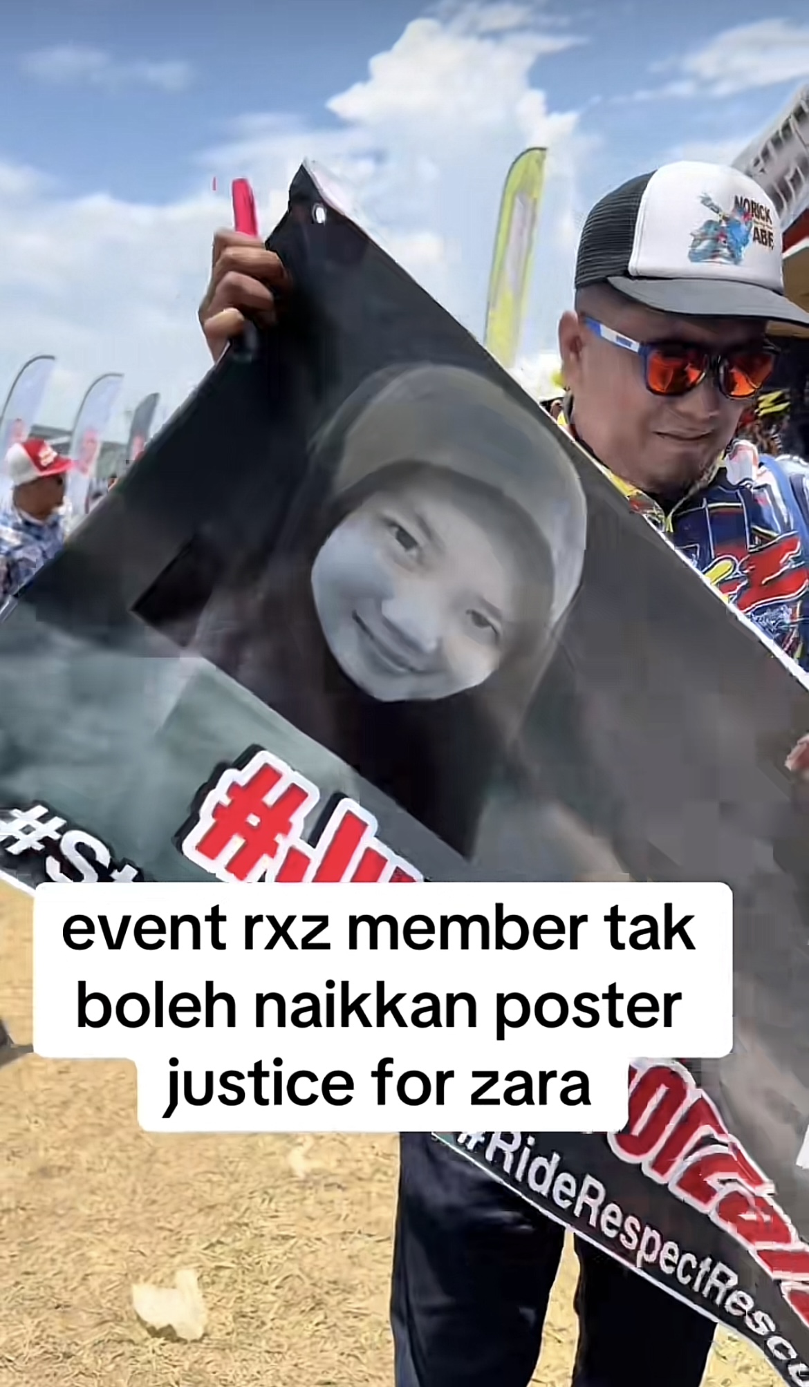 Poster #justiceforzara diturunkan di himpunan rxz 7.0