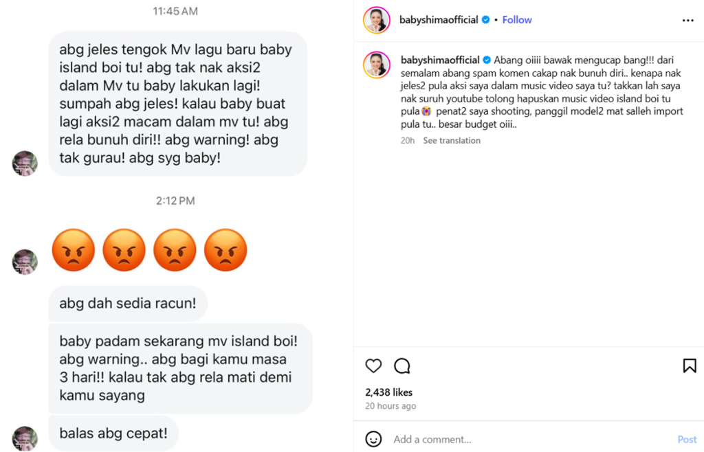 Cemburu Aksi Mesra Baby Shima, Peminat Ugut Mahu Bunuh Diri – “Bawa Mengucap”