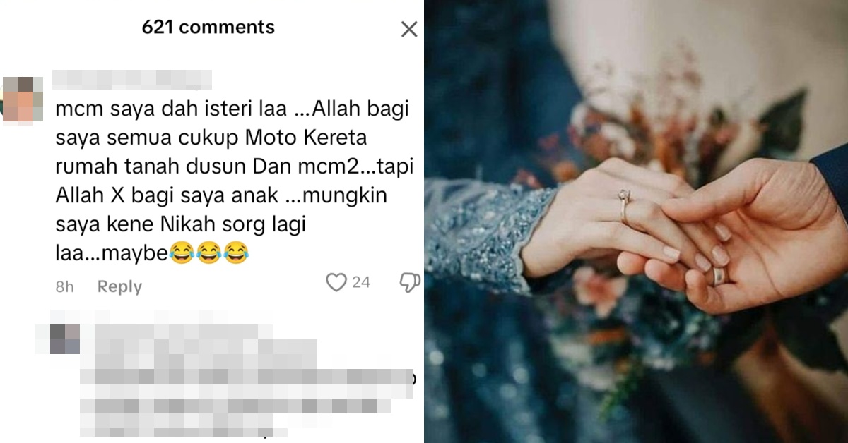 Lelaki Dikecam Buat Gurau Tentang Kahwin Sebab Tak Dikurniakan Rezeki Zuriat – “Mungkin Saya Kena Nikah Seorang Lagi”