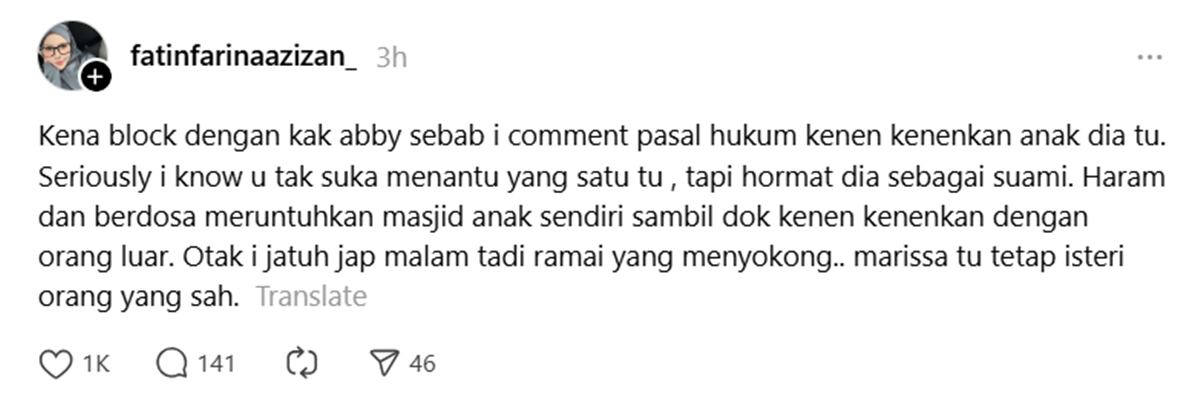 netizen tegur Abby Abadi
