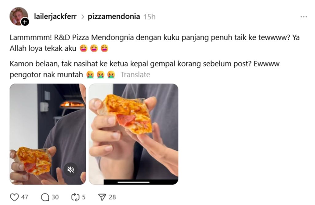 pizza mengdonia dikritik