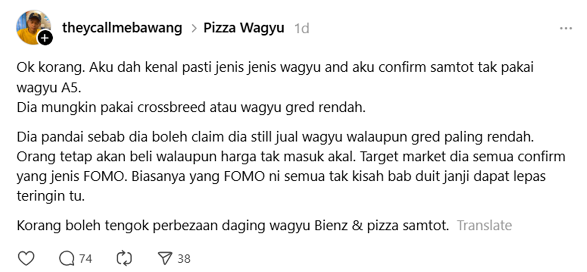 Threads pasal piza wagyu Jofliam