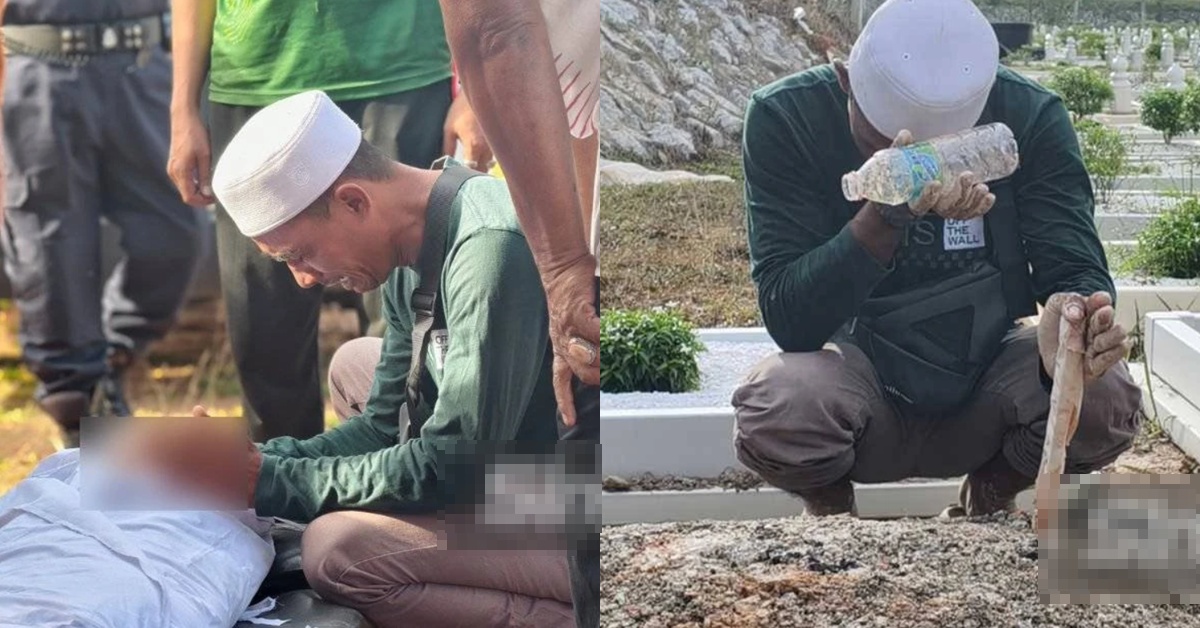 Lelaki Tak Berhenti Menangis Ketika Pengebumian 2 Beradik Lemas – “Pakcik Minta Maaf Tak Dapat Selamatkan…”