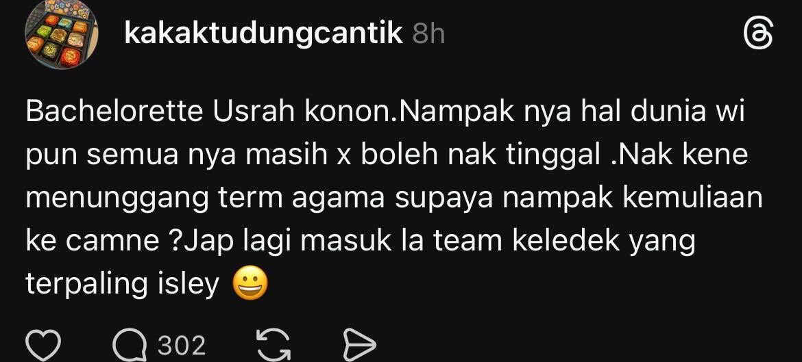 Bachelorette Usrah Amira Othman dikecam