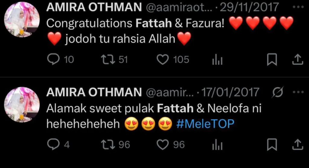 amira ucap selamat buat fattah