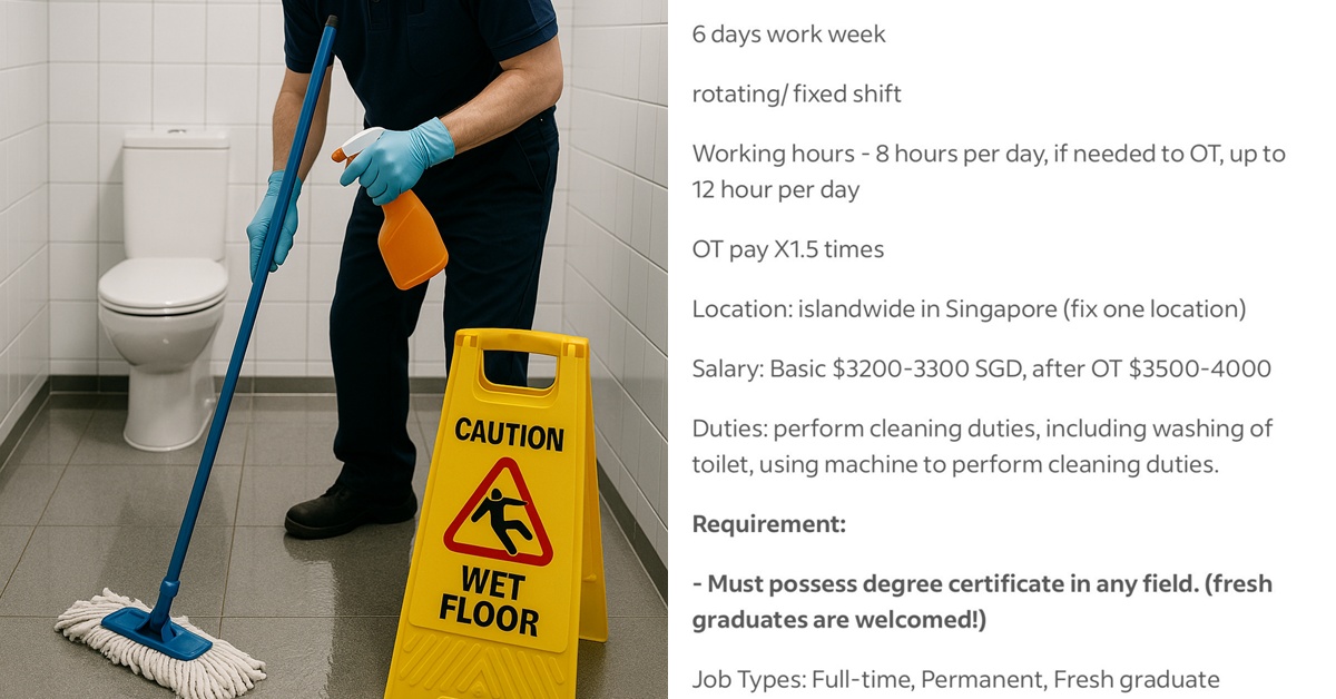 “Gaji Cleaner RM13K, Saya Menangis Dengan Gaji RM2K…” – Iklan Kerja Di Singapura Buat Rakyat Malaysia Tergamam