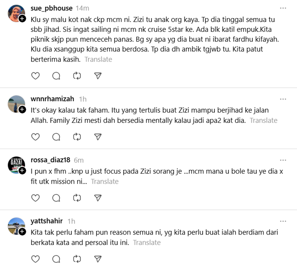 individu persoal Zizi Kirana Sumud Flotilla