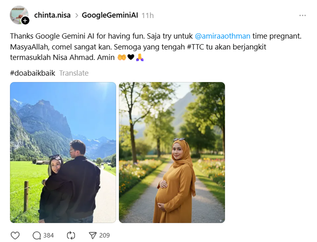 wanita guna Ai edit Amira Othman hamil