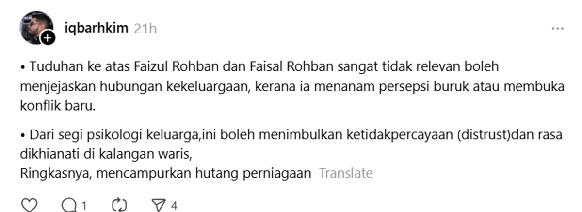 anak sulung arwah Faziani Rohban