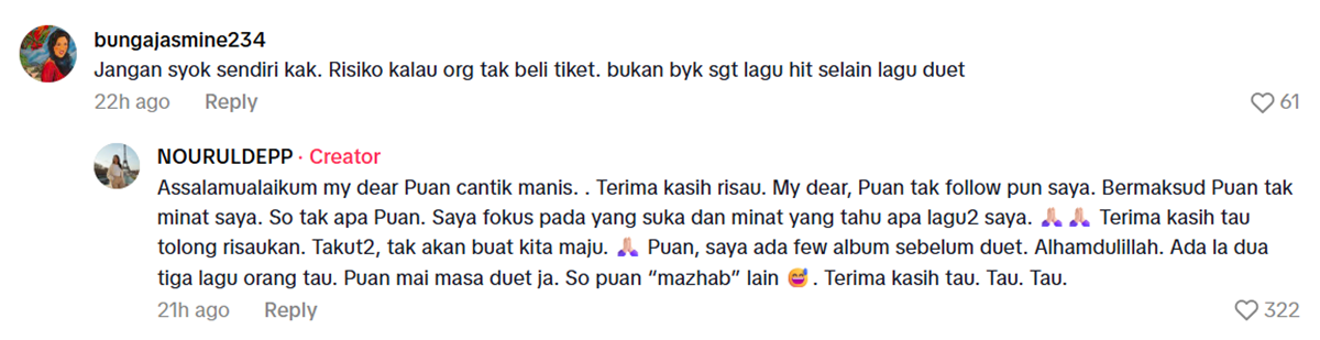 komen peminat Nourul Depp
