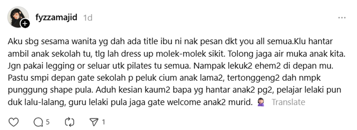 hantar anak sekolah pakai seksi