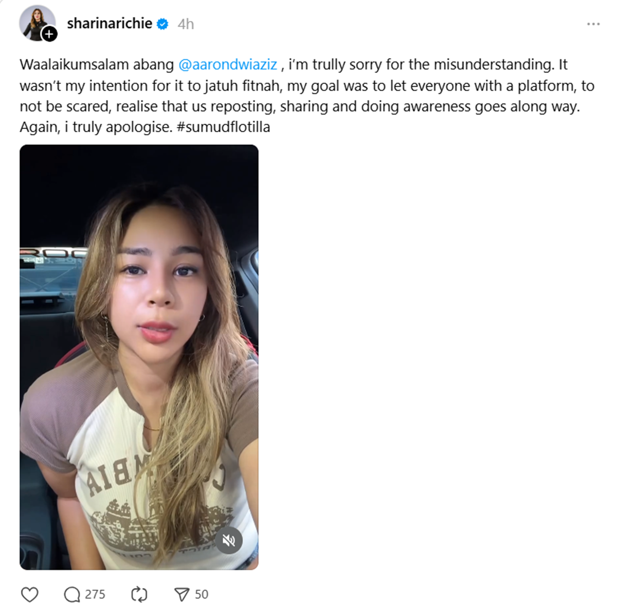 anak Aaron Aziz kecam Sharina
