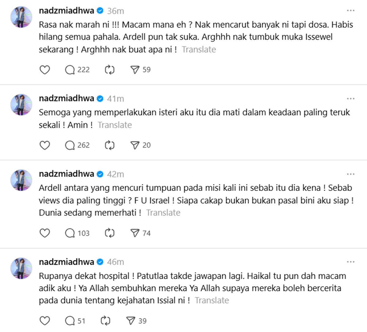 Nadzmi Adhwa bengang Ardell ditumbuk Israel