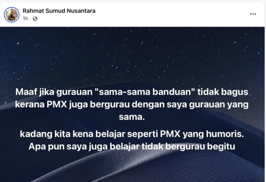 PU rahmat mohon maaf pada PMX