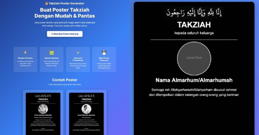 TAKZIAH: Laman Web Mudah Untuk Buat Poster Takziah, Dicipta Untuk Mudahkan Pengguna