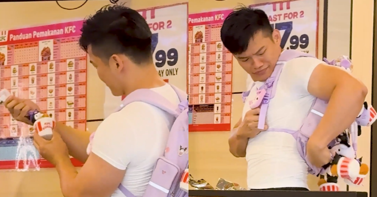 “Comel Je Hobi Kumpul Plushie” – Video Seorang Lelaki Berbadan Sasa Membawa Beg Penuh Plushie Viral