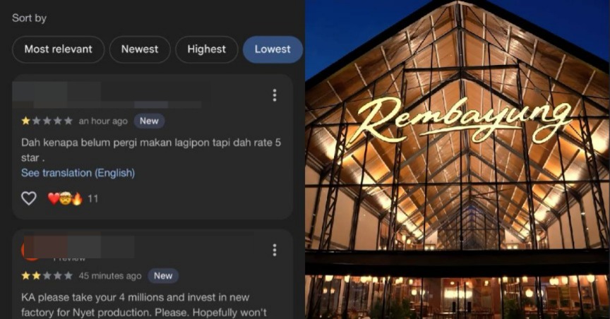 Tak Sampai Sehari Umum Pembukaan Rasmi, Restoran Rembayung Khairul Aming Terima Reviu Negatif – “Apa Jenis Dengki Lah”